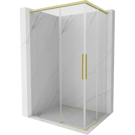 Mexen Rox Duo Duschkabine, Schiebetür 85 x 80 cm, transparent, gebürstetes Gold - 8C2D-085-080-55-00