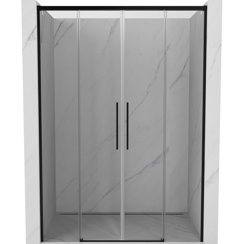 Mexen Rox Duo Schiebetür-Duschwand 160 cm, transparent, schwarz - 8C2-160-002-70-00
