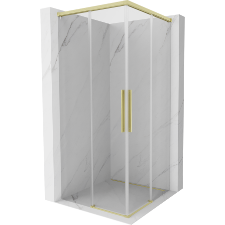 Mexen Rox Duo Schiebedusche 85 x 85 cm, transparent, gebürstetes Gold - 8C2D-085-085-55-00