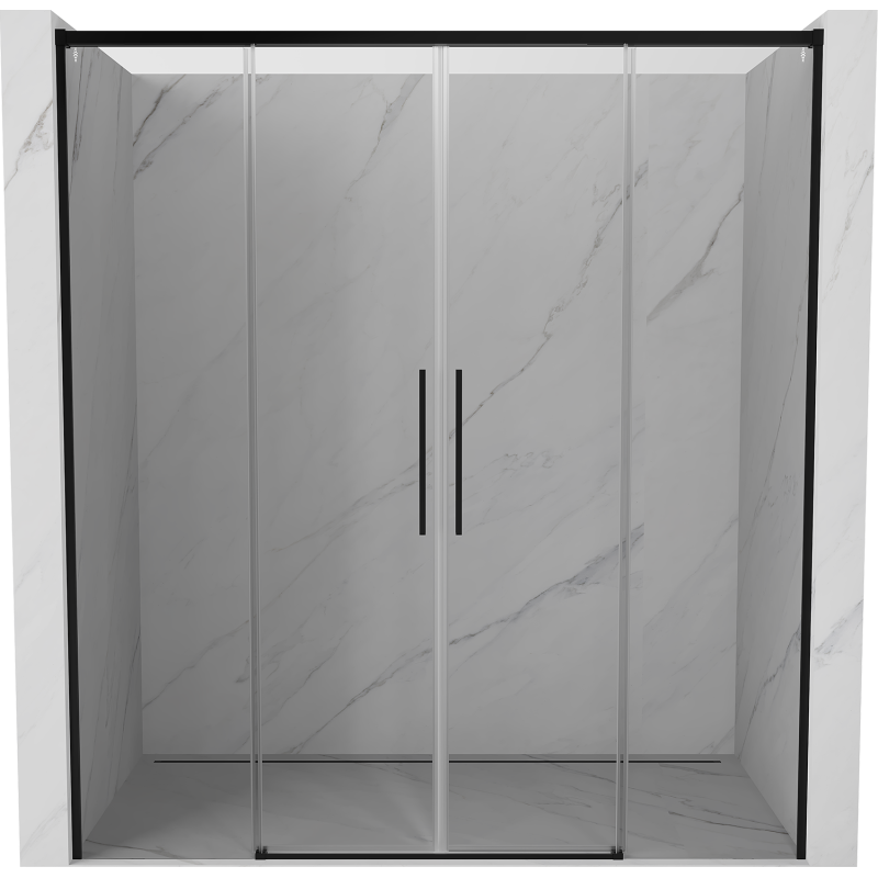 Mexen Rox Duo Schiebetüren für Dusche 170 cm, transparent, schwarz - 8C2-170-002-70-00
