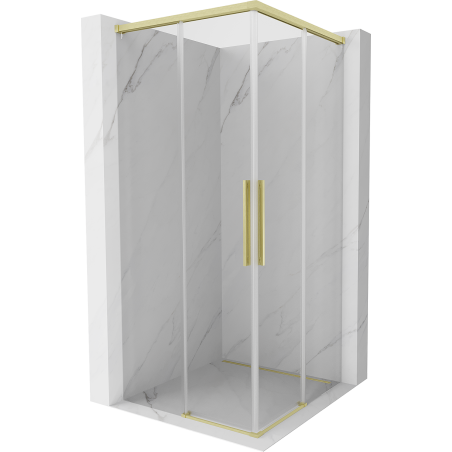 Mexen Rox Duo Schiebeduschkabine 90 x 90 cm, transparent, gebürstetes Gold - 8C2D-090-090-55-00