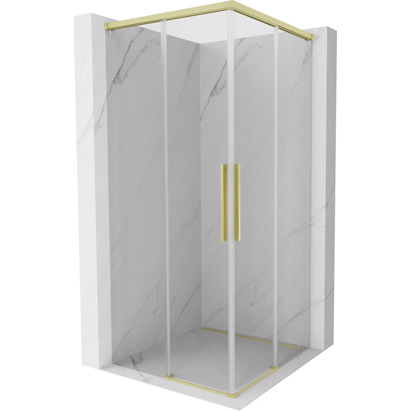 Mexen Rox Duo Duschkabine schiebbar 100 x 100 cm, transparent, gold gebürstet - 8C2D-100-100-55-00