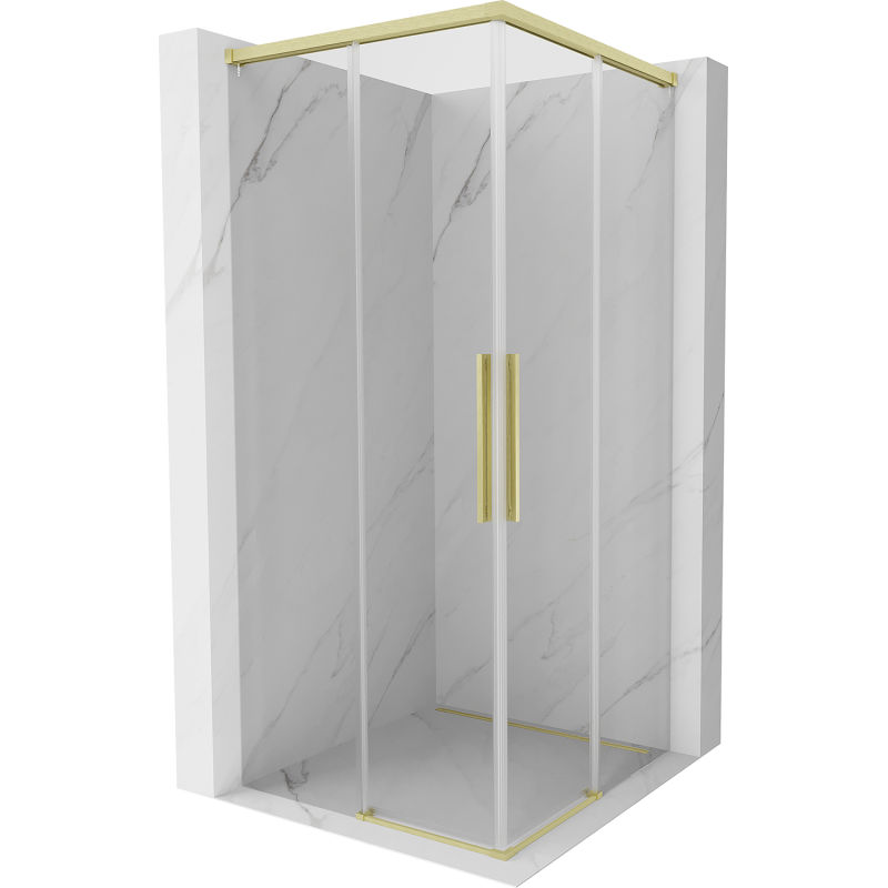 Mexen Rox Duo Schiebeduschkabine 110 x 110 cm, transparent, gebürstetes Gold - 8C2D-110-110-55-00