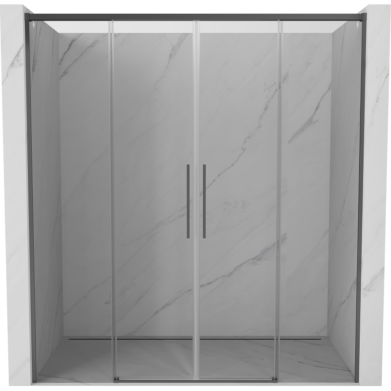 Mexen Rox Duo Schiebetüren für Dusche 190 cm, transparent, Gun Metal - 8C2-190-002-95-00