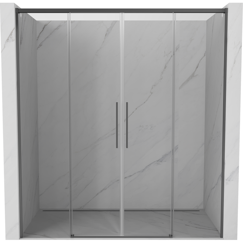 Mexen Rox Duo Schiebetüren für Dusche 200 cm, transparent, Gun Metal - 8C2-200-002-95-00