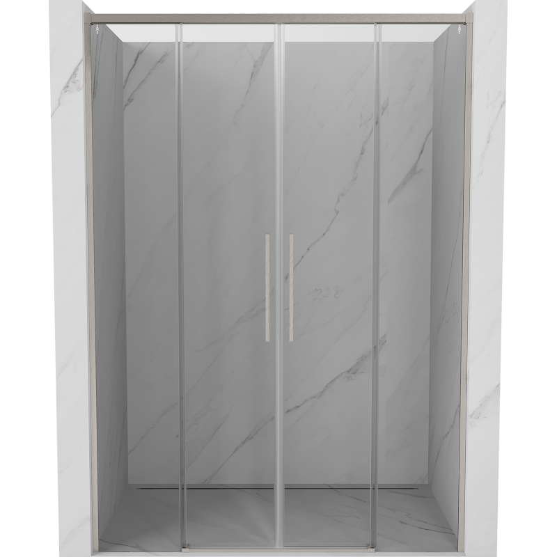 Mexen Rox Duo Schiebetür für Dusche 160 cm, transparent, gebürsteter Nickel - 8C2-160-002-97-00