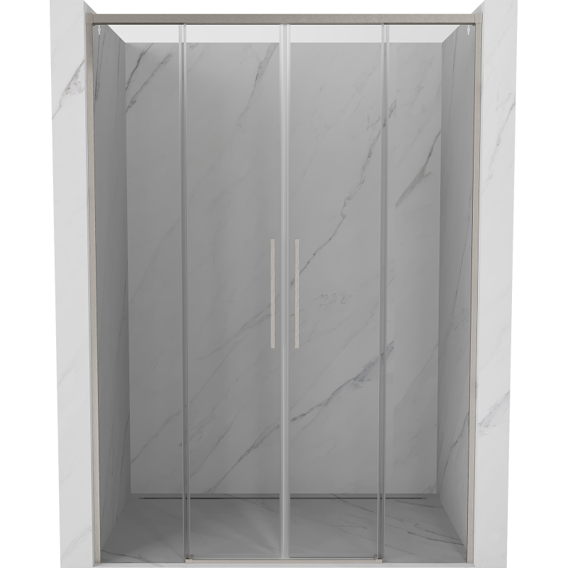 Mexen Rox Duo Schiebetüren Dusche 140 cm, transparent, gebürsteter Nickel - 8C2-140-002-97-00