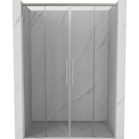 Mexen Rox Duo Schiebetüren Dusche 140 cm, transparent, gebürsteter Nickel - 8C2-140-002-97-00