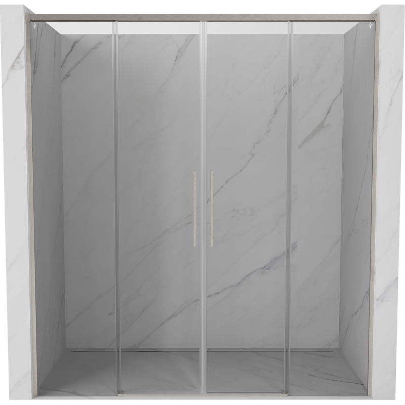 Mexen Rox Duo Schiebetür Dusche 190 cm, transparent, gebürsteter Nickel - 8C2-190-002-97-00