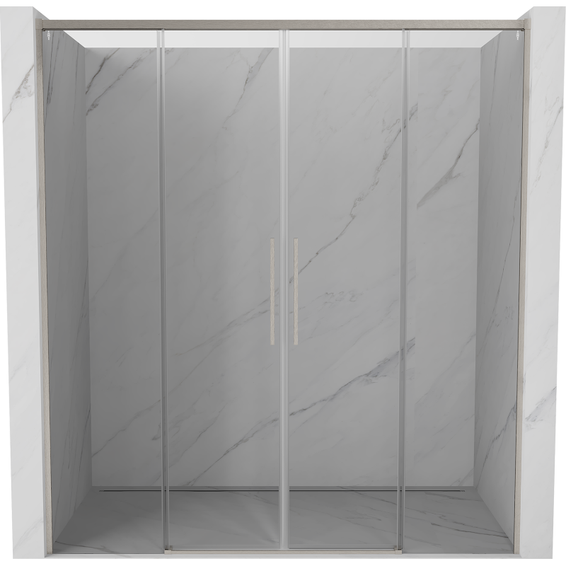 Mexen Rox Duo Schiebetüren für die Dusche 200 cm, transparent, gebürsteter Nickel - 8C2-200-002-97-00