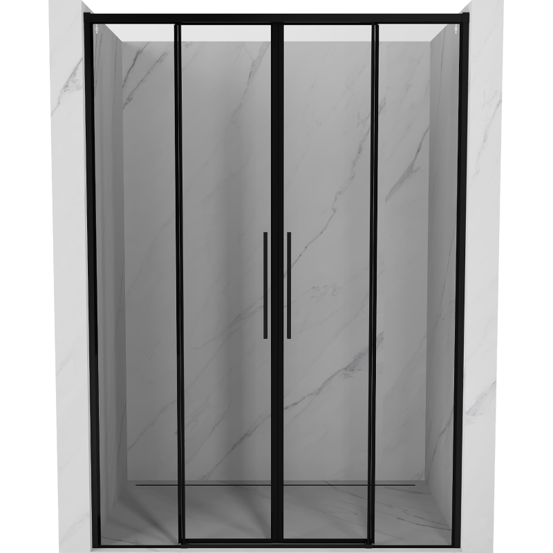 Mexen Rox Duo Schiebetüren für Dusche 140 cm, schwarzer Rahmen, schwarz - 8C2-140-002-70-70