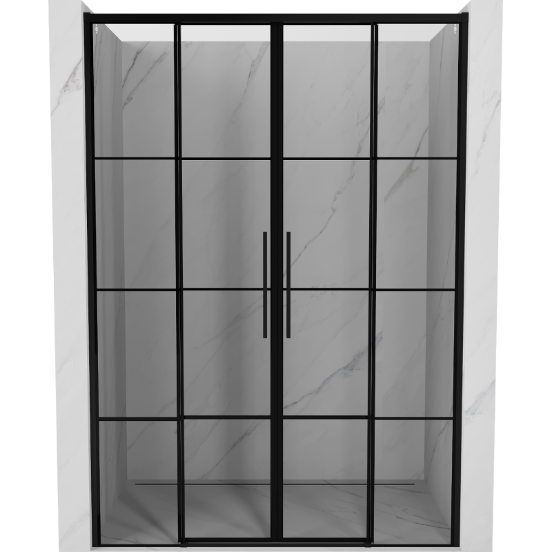 Mexen Rox Duo Schiebetüren 140 cm, schwarz kariert, schwarz - 8C2-140-002-70-77