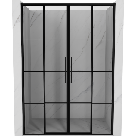 Mexen Rox Duo Schiebetüren 140 cm, schwarz kariert, schwarz - 8C2-140-002-70-77
