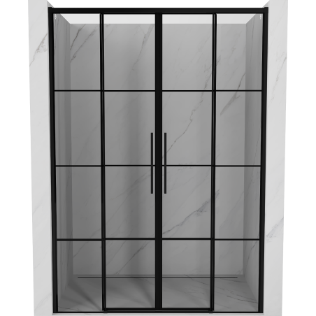 Mexen Rox Duo Schiebetüren für Dusche 160 cm, schwarzes Gitter, schwarz - 8C2-160-002-70-77