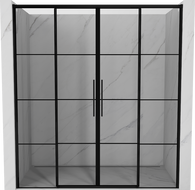 Mexen Rox Duo Schiebeduschtüren 180 cm, schwarzes Gitter, schwarz - 8C2-180-002-70-77