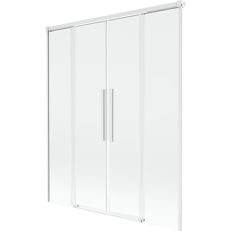 Mexen Rox zweiflügelige verschiebbare Badewannenwand 150 x 150 cm, transparent, weiß - 8C9-150-002-20-00