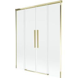 Mexen Rox zweiteilige, verschiebbare Badewannenabtrennung 140 x 150 cm, transparent, gold - 8C9-140-002-50-00