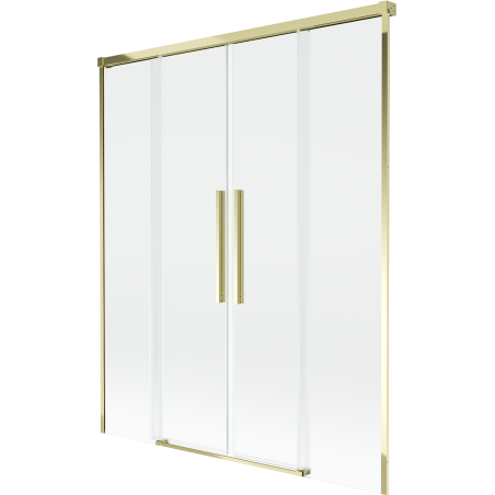 Mexen Rox zweiteilige, verschiebbare Badewannenabtrennung 140 x 150 cm, transparent, gold - 8C9-140-002-50-00