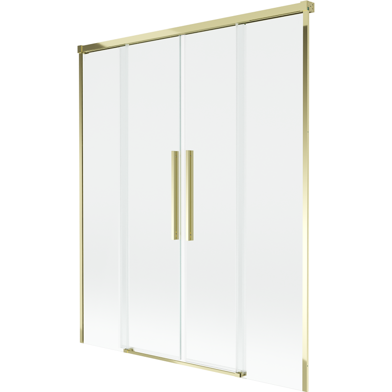 Mexen Rox Duschrollo 2-flügeliger, verschiebbarer, 150 x 150 cm, transparent, gold - 8C9-150-002-50-00