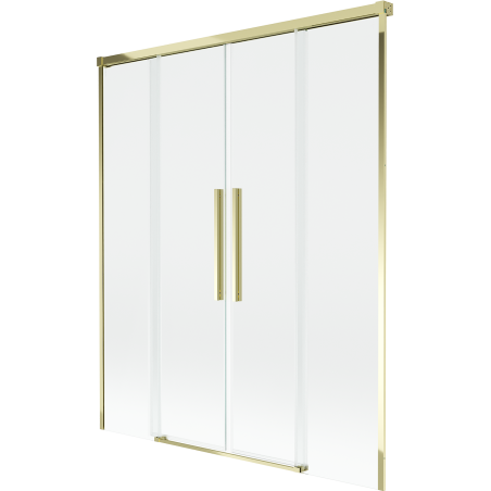 Mexen Rox Duschrollo 2-flügeliger, verschiebbarer, 150 x 150 cm, transparent, gold - 8C9-150-002-50-00