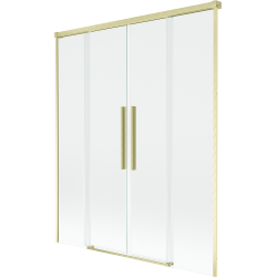 Mexen Rox Duschabtrennung, 2-flügelig, verschiebbar 140 x 150 cm, transparent, gold gebürstet - 8C9-140-002-55-00