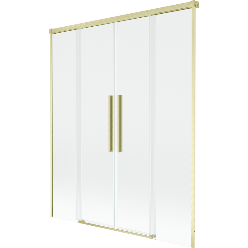 Mexen Rox Duschabtrennung, 2-flügelig, verschiebbar 140 x 150 cm, transparent, gold gebürstet - 8C9-140-002-55-00