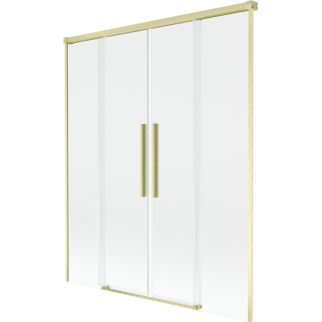 Mexen Rox Duschabtrennung 2-flügelig verschiebbar 150 x 150 cm, transparent, gebürstetes Gold - 8C9-150-002-55-00