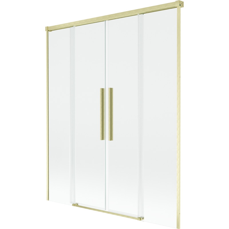 Mexen Rox zweiflügelige, schiebbare Badewannenabtrennung 160 x 150 cm, transparent, gold gebürstet - 8C9-160-002-55-00
