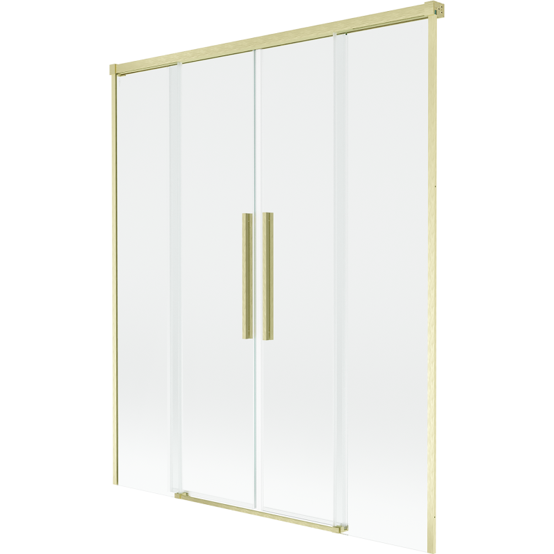 Mexen Rox zweiteilige Badewannenabtrennung, verschiebbar, 160 x 150 cm, transparent, gebürstetes Gold - 8C9-160-002-55-00
