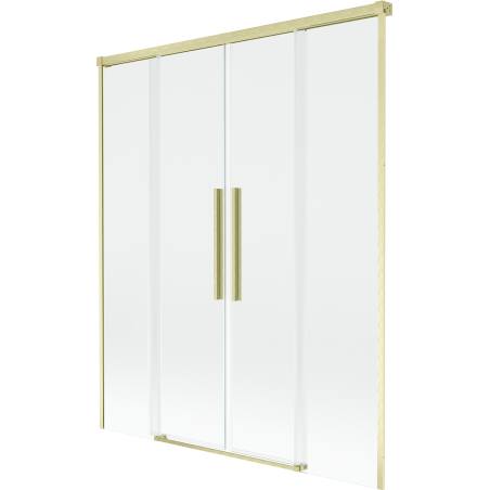 Mexen Rox zweiteilige Badewannenabtrennung, verschiebbar, 160 x 150 cm, transparent, gebürstetes Gold - 8C9-160-002-55-00