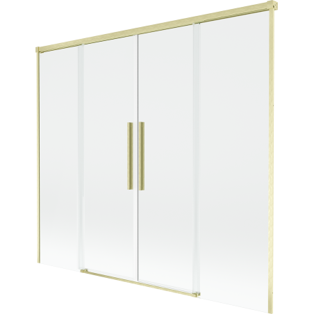 Mexen Rox 2-flügelige, verschiebbare Badewannenfaltwand 170 x 150 cm, transparent, gebürstetes Gold - 8C9-170-002-55-00
