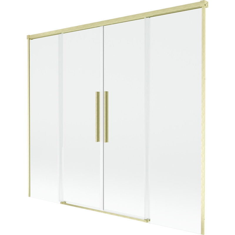 Mexen Rox 2-flügelige, verschiebbare Badewannenabtrennung 180 x 150 cm, transparent, gebürstet Gold - 8C9-180-002-55-00