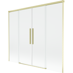 Mexen Rox Badewannenabtrennung, 2-flügelige Schiebetür 190 x 150 cm, transparent, gebürstetes Gold - 8C9-190-002-55-00