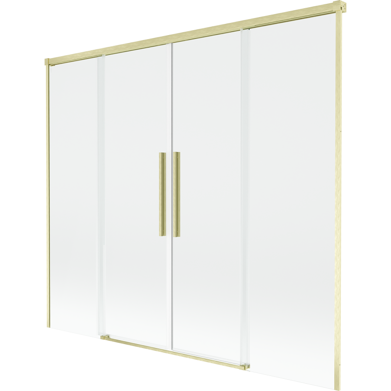 Mexen Rox Badewannenabtrennung, 2-flügelige Schiebetür 190 x 150 cm, transparent, gebürstetes Gold - 8C9-190-002-55-00