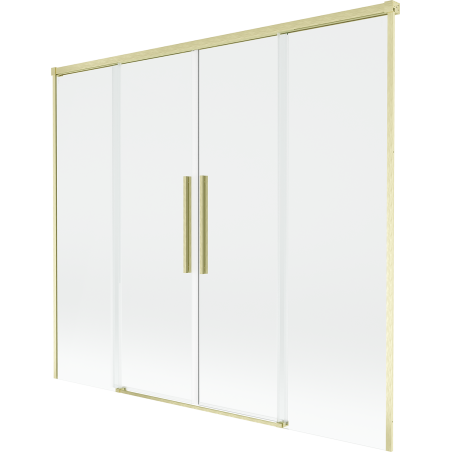 Mexen Rox Badewannenabtrennung, 2-flügelige Schiebetür 190 x 150 cm, transparent, gebürstetes Gold - 8C9-190-002-55-00