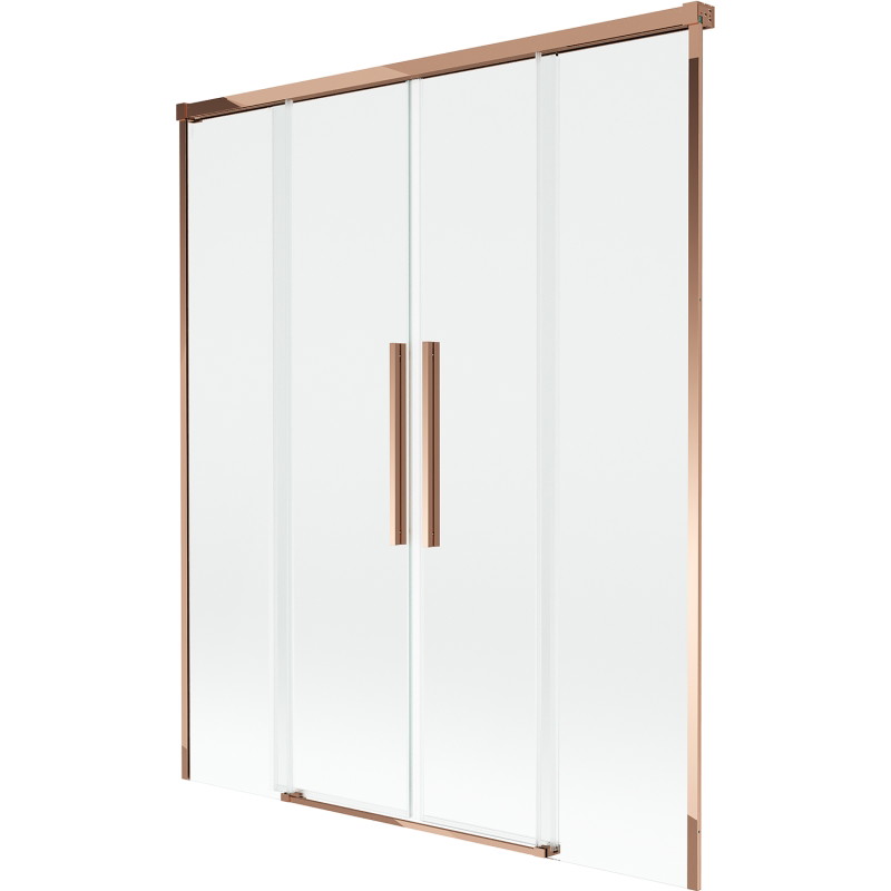 Mexen Rox zweiflügelige, verschiebbare Badewannenwand 140 x 150 cm, transparent, Roségold - 8C9-140-002-60-00