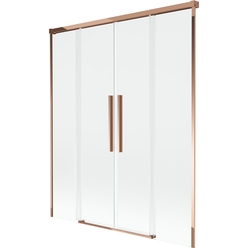 Mexen Rox Badewannenabtrennung 2-flügelig, verschiebbar 150 x 150 cm, transparent, Roségold - 8C9-150-002-60-00