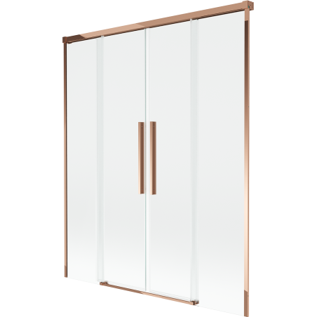 Mexen Rox zweiflügelige, verschiebbare Badewannenfaltwand 150 x 150 cm, transparent, Roségold - 8C9-150-002-60-00