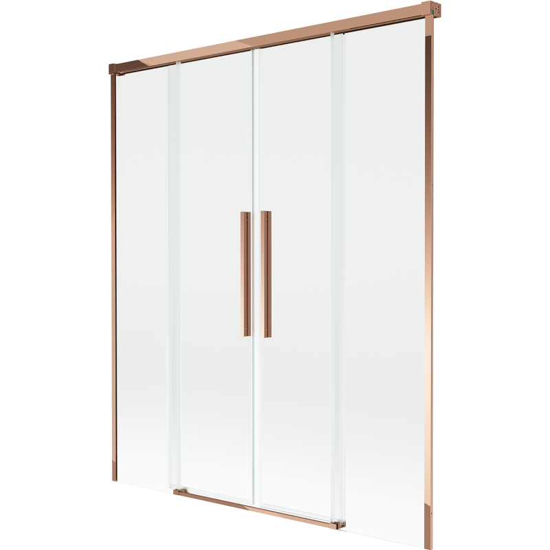 Mexen Rox 2-flügelige verschiebbare Badewannenabtrennung 160 x 150 cm, transparent, Roségold - 8C9-160-002-60-00