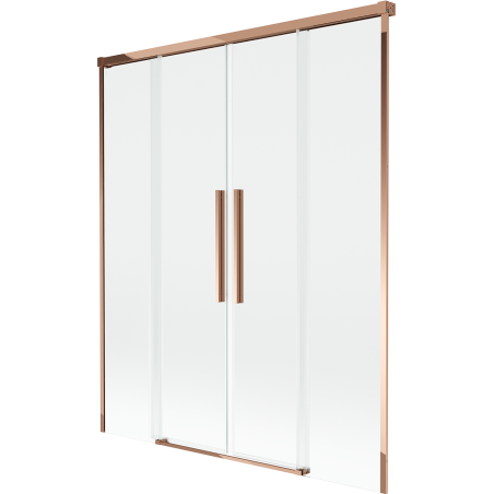 Mexen Rox 2-flügelige verschiebbare Badewannenabtrennung 160 x 150 cm, transparent, Roségold - 8C9-160-002-60-00