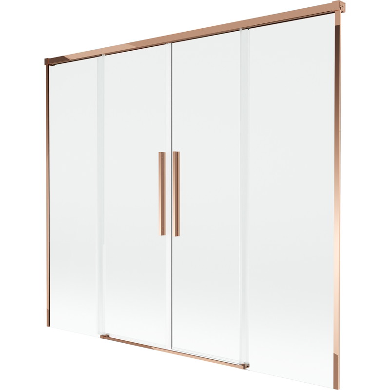 Mexen Rox zwei-flügelige, verschiebbare Badewannenwand 170 x 150 cm, transparent, Roségold - 8C9-170-002-60-00