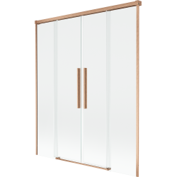 Mexen Rox Duschwand 2-flügelig verschiebbar 140 x 150 cm, transparent, gebürstetes Kupfer - 8C9-140-002-65-00