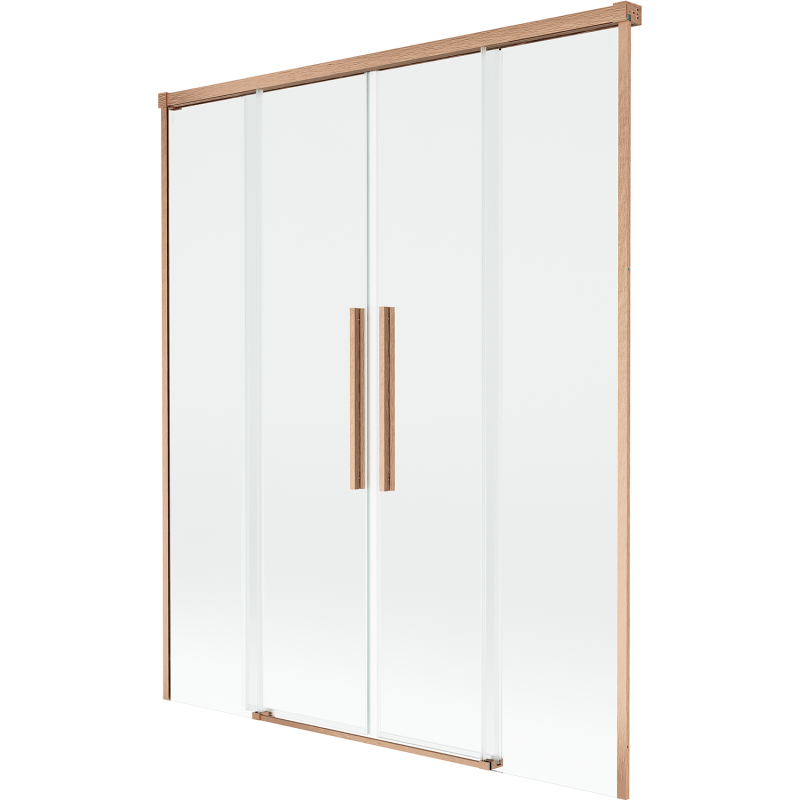 Mexen Rox Duschwand 2-flügelig verschiebbar 140 x 150 cm, transparent, gebürstetes Kupfer - 8C9-140-002-65-00