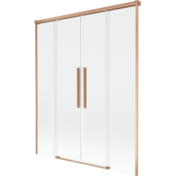 Mexen Rox Wannenfaltwand, 2-teilig, verschiebbar 150 x 150 cm, transparent, gebürstetes Kupfer - 8C9-150-002-65-00