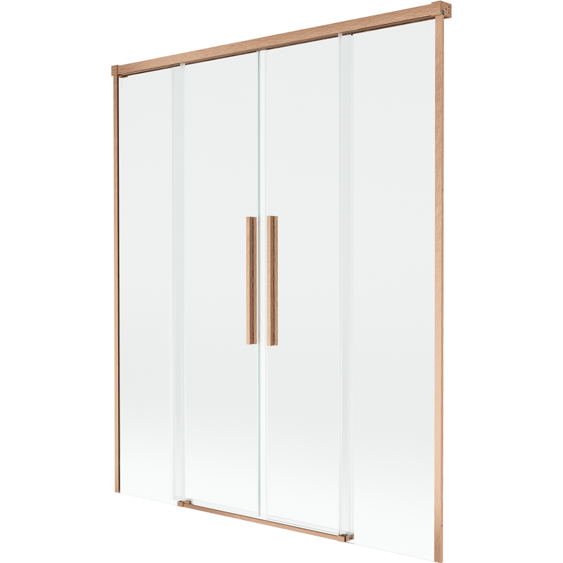 Mexen Rox Wannenfaltwand, 2-teilig, verschiebbar 150 x 150 cm, transparent, gebürstetes Kupfer - 8C9-150-002-65-00