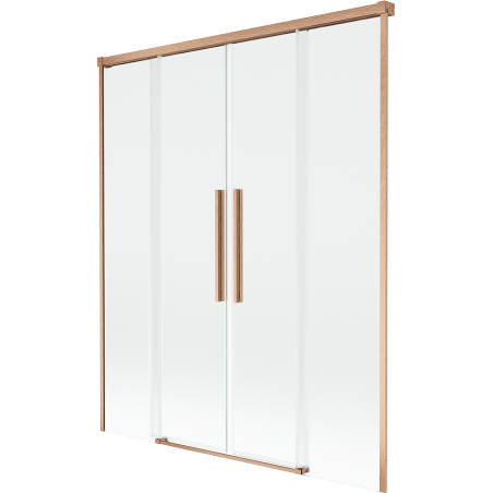 Mexen Rox Duschabtrennung 2-flügelig verschiebbar 160 x 150 cm, transparent, gebürstetes Kupfer - 8C9-160-002-65-00