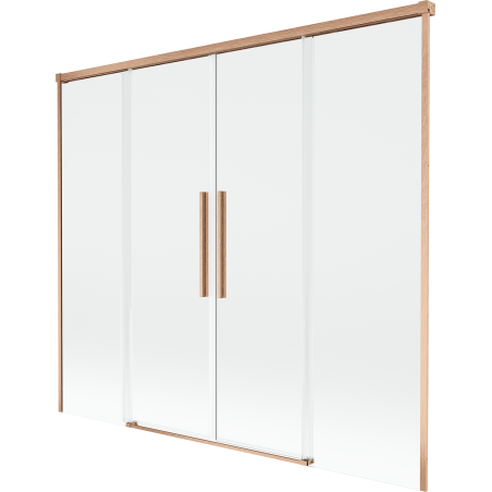 Mexen Rox zweiteiliger, ausziehbarer Duschschirm 170 x 150 cm, transparent, gebürstetes Kupfer - 8C9-170-002-65-00