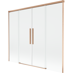 Mexen Rox Duschwand, 2-flügelig, verschiebbar, 190 x 150 cm, transparent, gebürstetes Kupfer - 8C9-190-002-65-00