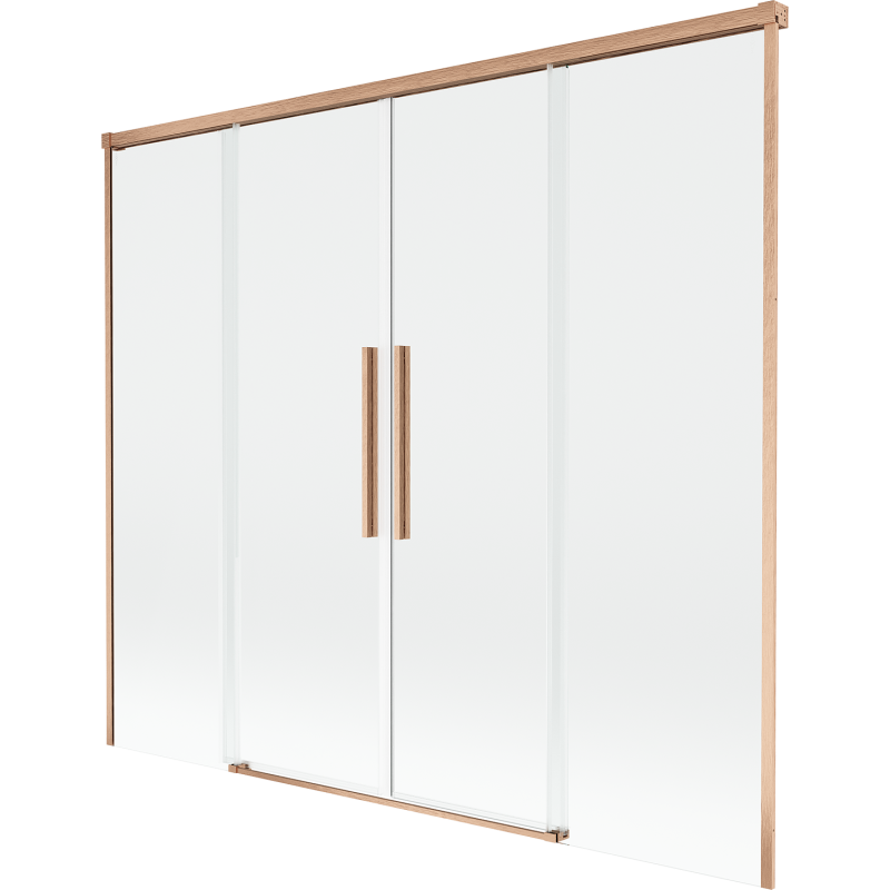 Mexen Rox Duschwand, 2-flügelig, verschiebbar, 190 x 150 cm, transparent, gebürstetes Kupfer - 8C9-190-002-65-00