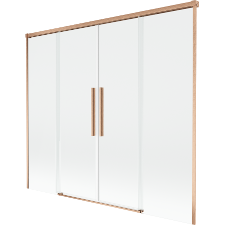 Mexen Rox zweiflügelige, verschiebbare Badewannenabtrennung 190 x 150 cm, transparent, gebürstetes Kupfer - 8C9-190-002-65-00